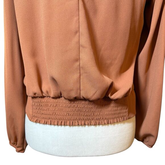 Nine West Womens Blouse Small Spice Long Sleeve Round‎ Neck Twist Front Top - Picture 7 of 16